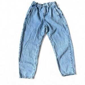Zara Jeans Womens 6 Blue Relaxed Tapered Light Wash Denim Pants Mom High Rise